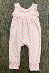 Pink checkered printed girls baby romper. SR030502-SOL