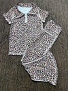 Leopard printed HI-Performance short sleeve and pants. GSPO022601-SOL