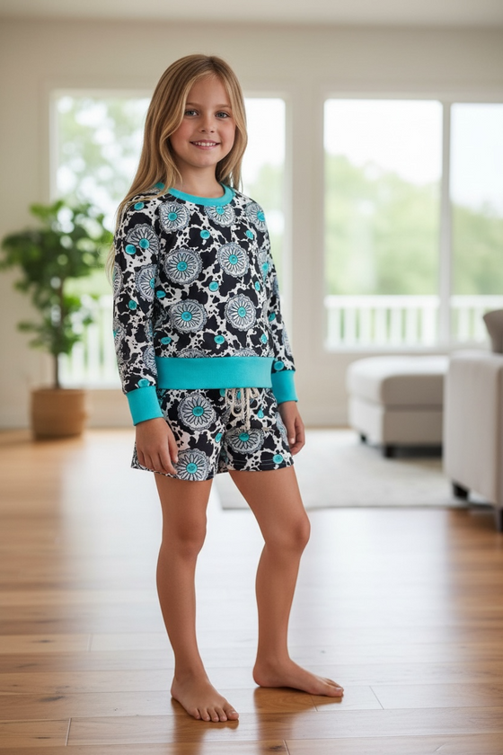 Cow & concho printed girls 2 piece set. OFG60358 SOL