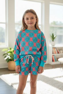  Concho printed on coral 2 piece set. OFG60359 JEAN