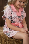 Howdy" Pink Western printed girls romper. PNG60001 SOL