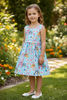 Lt. blue Multi-printed dress with open back. DRG60224 SOL