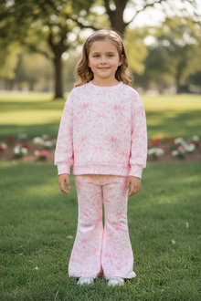  Coquette bow printed two piece set. OFG60410 AMY