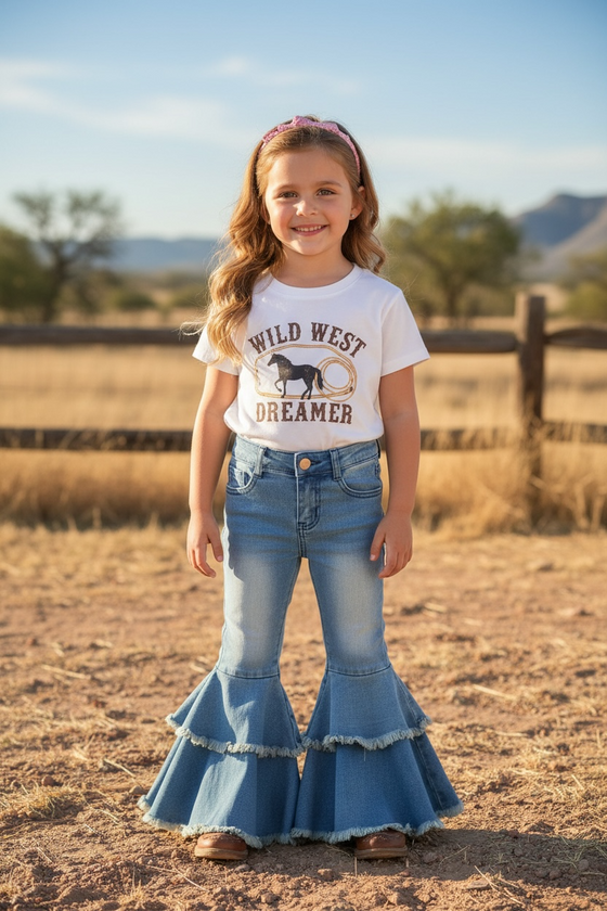 LT. blue Western  double layer bell pants with adjustable string. PNG50255-AMY