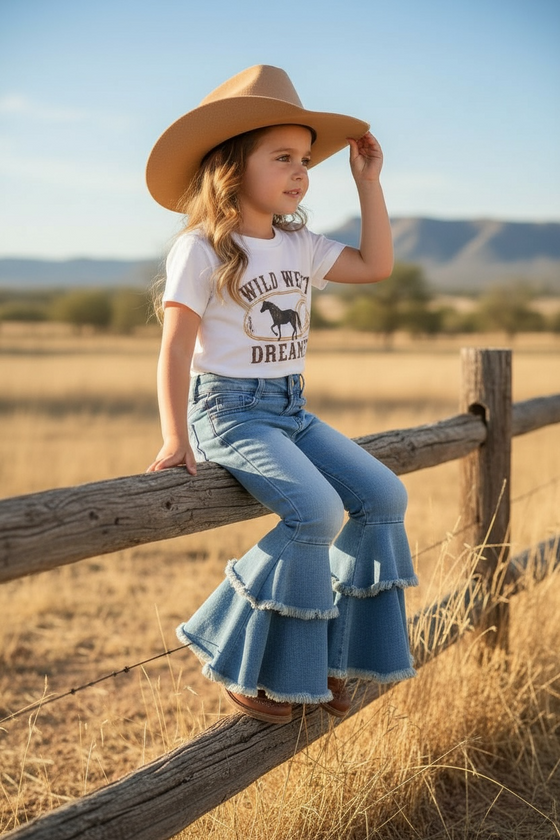 LT. blue Western  double layer bell pants with adjustable string. PNG50255-AMY