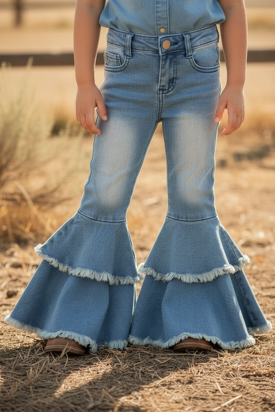 LT. blue Western  double layer bell pants with adjustable string. PNG50255-AMY