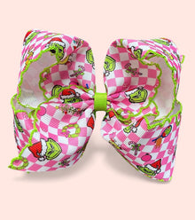  5" Christmas character printed hair bows with moon stitch. BW-DSG-B315