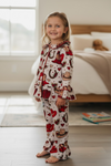 Valentines/western printed girls pajamas with ruffle hem.GLP092001-SOL
