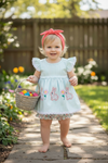 Easter bunny applique stripe tunic & baby bloomers. OFG60105 AMY
