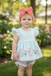 Easter bunny applique stripe tunic & baby bloomers. OFG60105 AMY