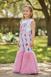 Dr. S multi-printed girls romper with faux fur. PNG50794 JEAN