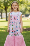 Dr. S multi-printed girls romper with faux fur. PNG50794 JEAN
