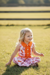 Pink & orange boot printed girls jumpsuit. PNG50460 JEAN