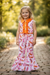 Pink & orange boot printed girls jumpsuit. PNG50460 JEAN