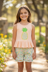 Pineapple application tank top & floral shorts. OFG60254 JEAN
