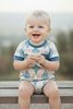 Boys Teal Aztec Printed Cream bodysuit. SR120208-AMY