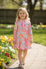 Orange & pink floral Hi Performance activewear long sleeve top & skort. GLD101502 SOL