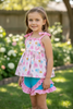Enchanting two-piece set featuring a Lt. pink character top and blue shorts. OFG60473 SOL
