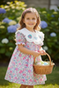 Ditsy floral dress w/embroidered egg application. DRG60332 JEAN