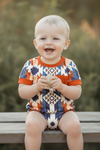 Boys multi-color Aztec Printed Button-Up Shirt and Shorts Set. SR120207-jean