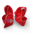 5" 2 embroidered heart with moon stitch hair bows. 3pcs/$12.00A