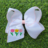 5" Easter embroidered hair bows with moon stitch trim. 3PCS/$12.00