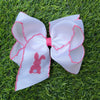 5" Easter embroidered hair bows with moon stitch trim. 3PCS/$12.00