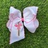 5" Easter embroidered hair bows with moon stitch trim. 3PCS/$12.00