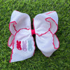 5" Easter embroidered hair bows with moon stitch trim. 4PCS/$12.00