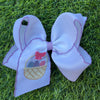 5" Easter embroidered hair bows with moon stitch trim. 4PCS/$12.00