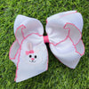 5" Easter embroidered hair bows with moon stitch trim. 4PCS/$12.00