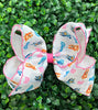 5" Multi printed hair bows with moon stitch trim. 4pcs/$10.50 2026-B