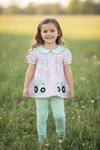 Tractor applique tunic & dusty green leggings. OFG60270 SOL