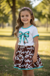 Coquette cowhide bow with matching skort. OFG60143 SOL