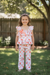 Coral bunny printed on white girls 2 piece set. OFG53506 AMY