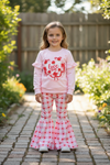 💖Bug"   printed sweatshirt with ruffle sleeve & pants. GLP103002-SOL