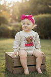 🌸Moove Over Cupid" Highland cow printed long sleeve baby onesie. RPG05203002