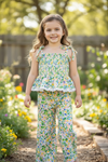 Ditsy floral smock top & relax fit pants. OFG60295 AMY