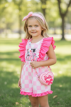 🌸Ew Love" Checkered printed girls romper. PNG50103 AMY