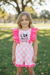🌸Ew Love" Checkered printed girls romper. PNG50103 AMY