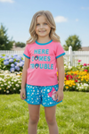 🌸Dr.Seu**) "Here comes trouble" Pink tee with spotted shorts. OFG50482 AMY