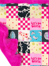 32" x 32" Let's go girls" baby blanket w/ faux fur. BL073002-32*32inches
