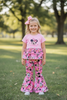 Dream" Multi printed character ruffle top and bell bottoms. GSPO103006-SOL