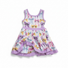 Lilac trim Multi-printed bow dress w/ attached underneath shorts. GSD102306-SOL