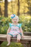 🌸Pastel floral with aqua trim baby onesie. RPG20114009 JEAN