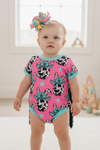 🌸Western Easter egg printed on pink baby romper with fringe. RPB20144003 JEAN