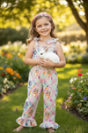 🌸Plaid Easter jumpsuit with ruffle hem. PNG50034 JEAN