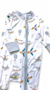 🎍Bamboo made born to fly/helicopter, air balloon printed onesie foot closure. RPB50073