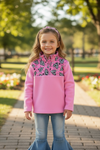 Cow hearted printed on  pink pullover. JEAN