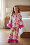 Heart & K- character printed girls pajamas. GLP120301-SOL